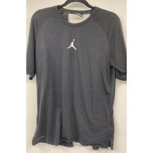 Nike Air Jordan Mens Large Dri Fit Black Short Sleeve T-Shirt BIG LOGO